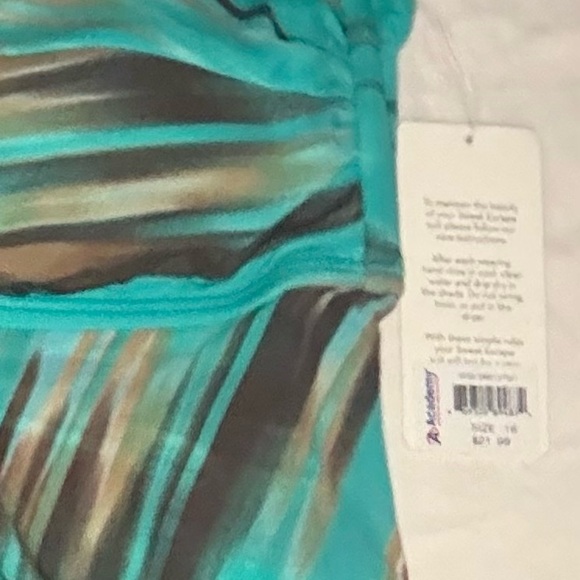 Turquoise and Brown Strapless Top - Picture 7 of 9